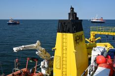 Clupea (l.), Alkor (r.f.) and Limanda (r.b.) in the experimental area as seen from EMB. (Meeske IOW)